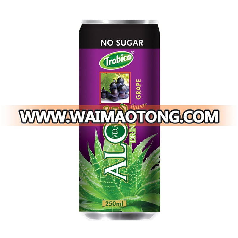 250ml alu can No Sugar Aloe Vera with Grape Flavor