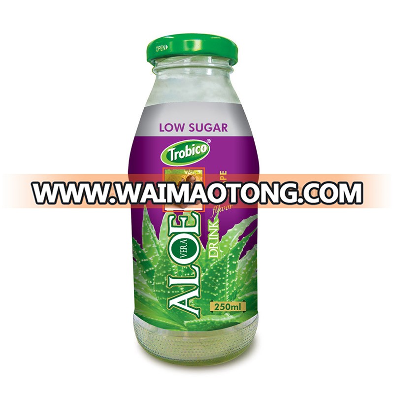 Low Sugar Aloe Vera with Grape Flavo In 250ml Glass bottle